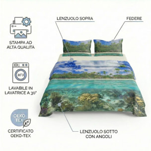 Set completo letto matrimoniale 100% cotone, 180x200 cm, con Stampa Digitale di Alta Qualità, Intrecci