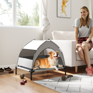 Lit pour chien sur pieds taille M avec auvent gris