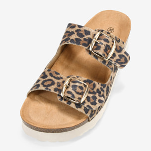 Sandalias de piel leopardo con hebillas