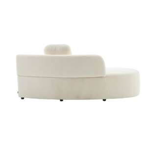 Canapé virgule organique gauche 2-3 places bouclette blanche  L 171 x P 93 x H 68cm - Wave