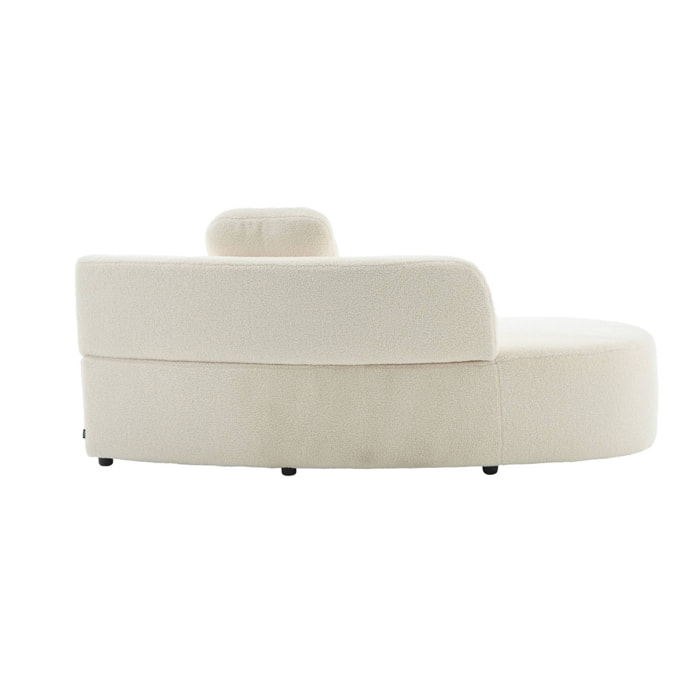 Canapé virgule organique gauche 2-3 places bouclette blanche  L 171 x P 93 x H 68cm - Wave