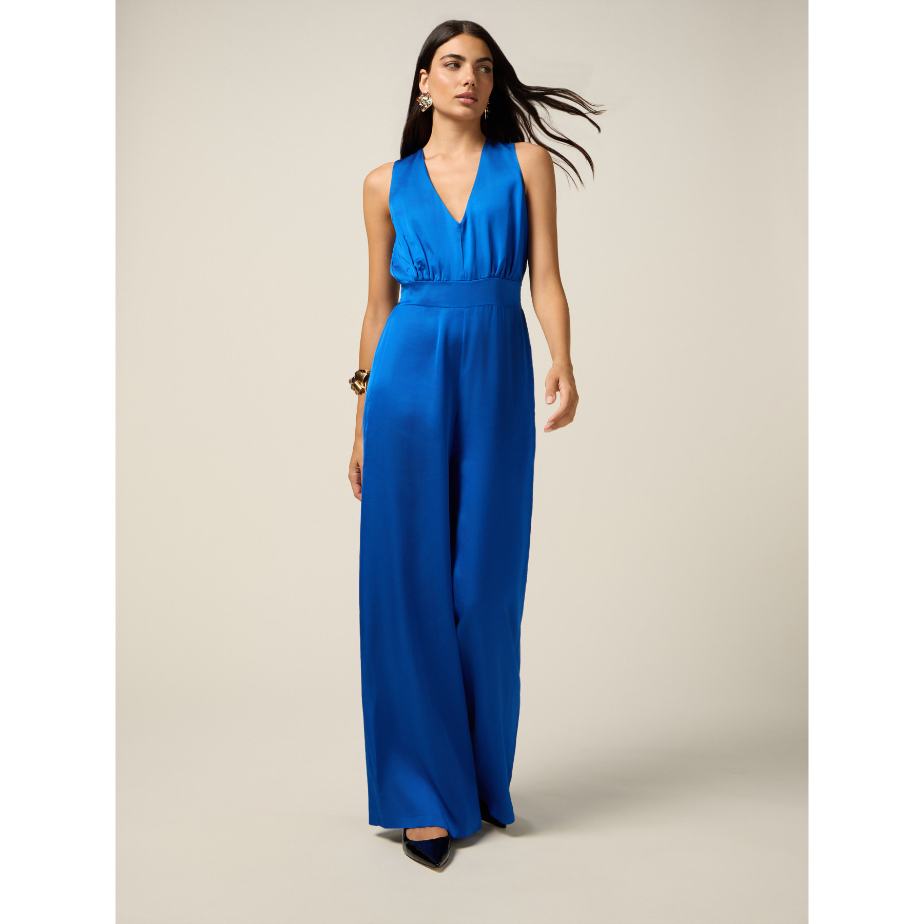 Oltre - Mono de satén de viscosa - Azul