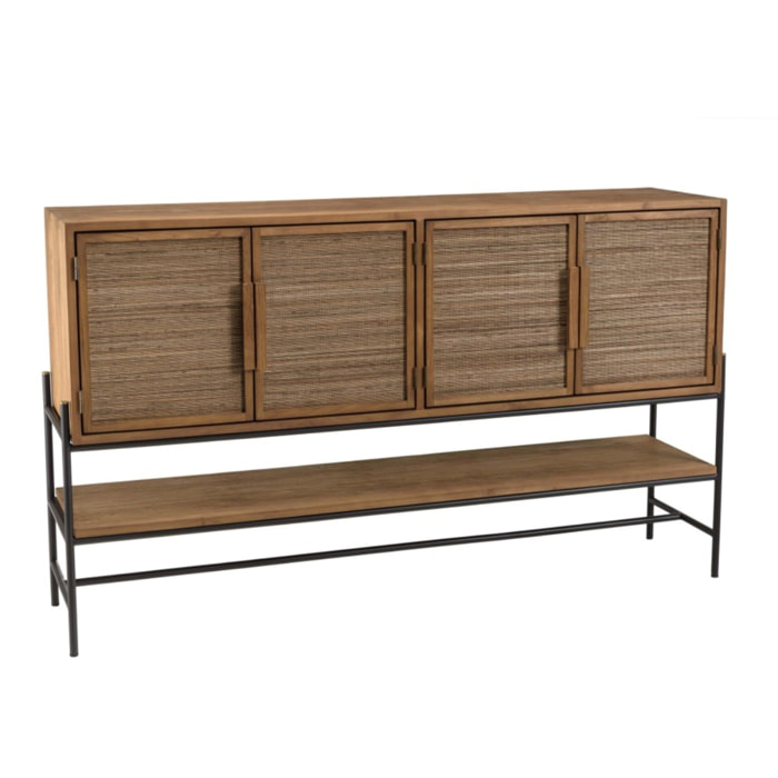 SIXTINE - Buffet 4 portes en bois de teck recyclé