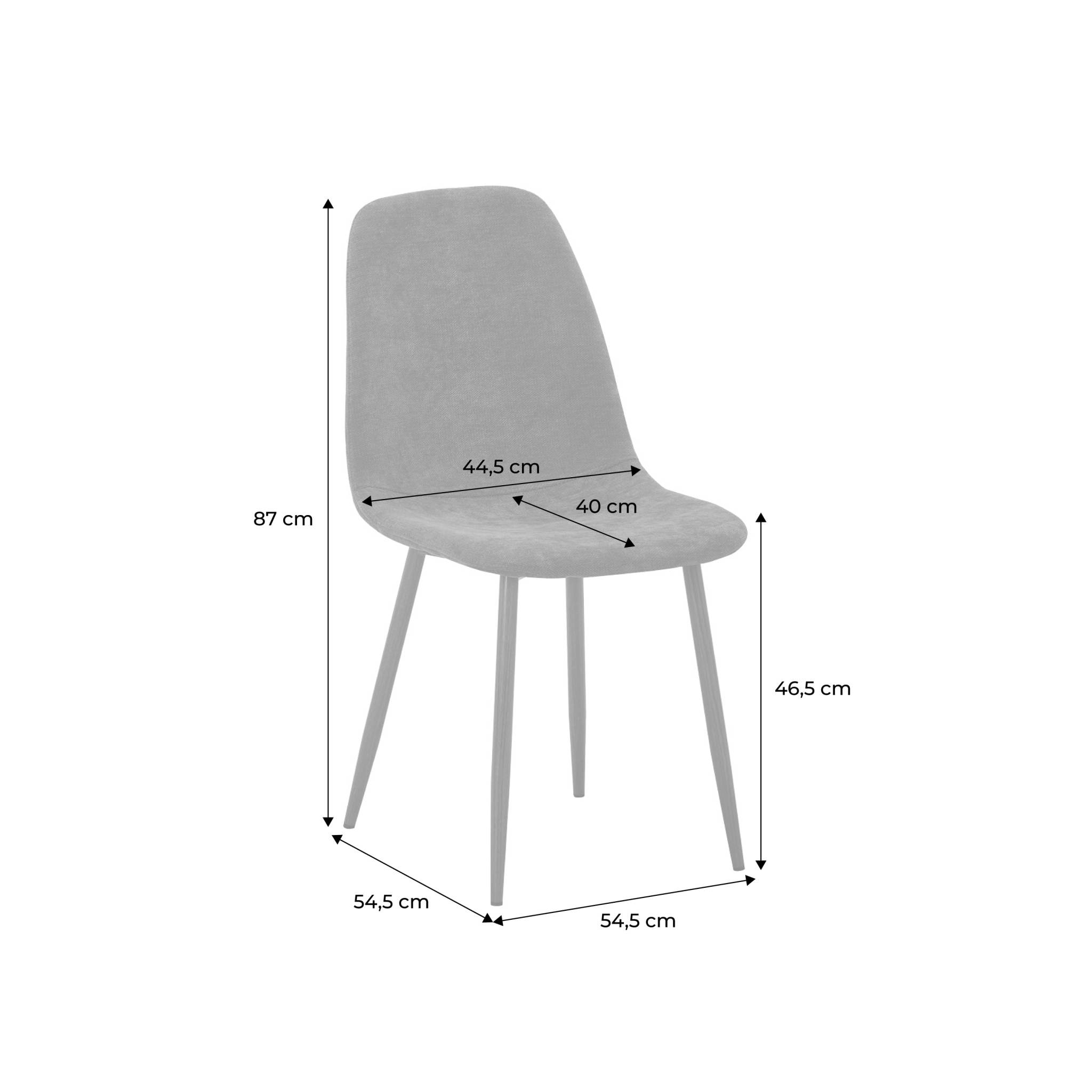 Chaise décor bois teinte noyer et tissu (lot de 4) VERA