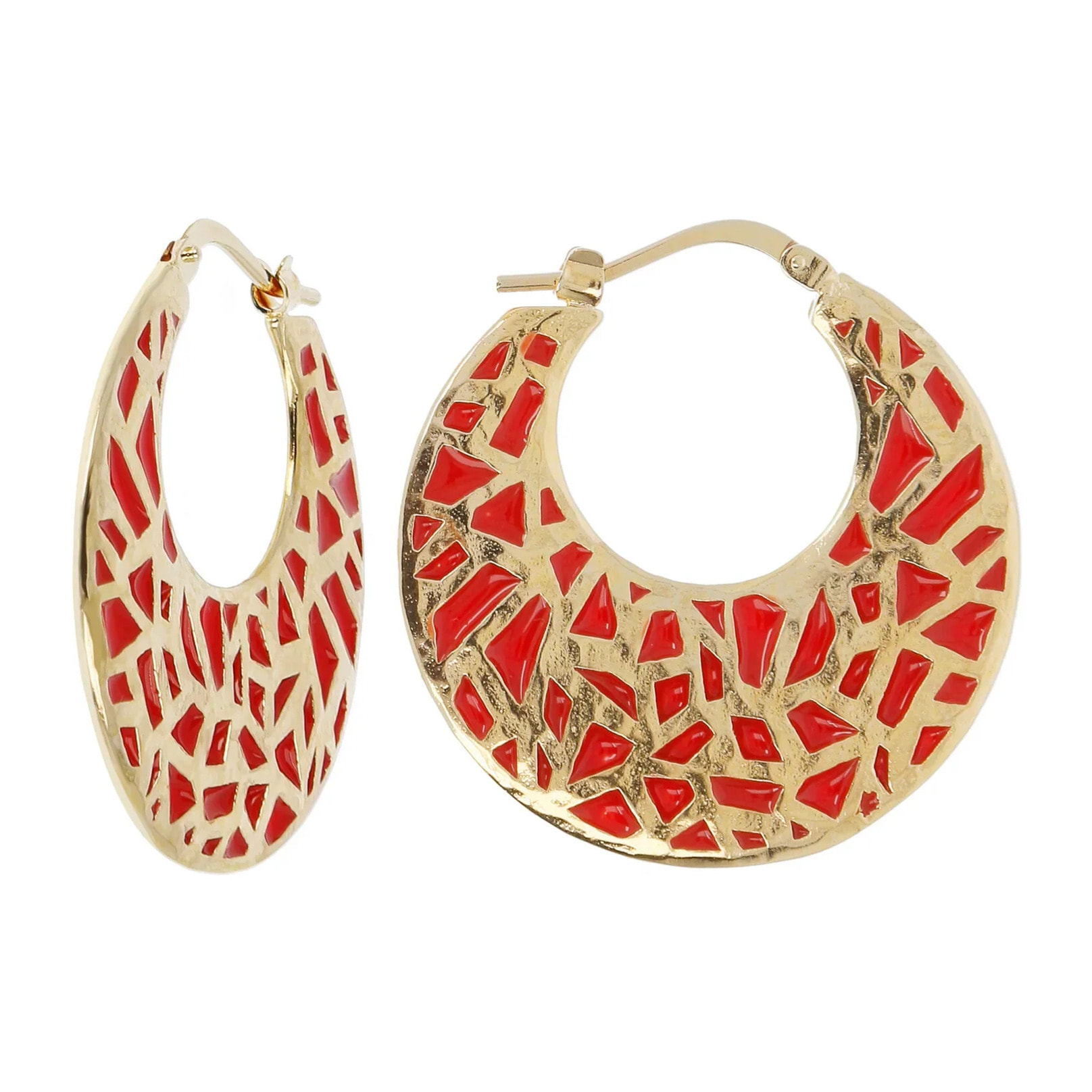 Orecchini a Cerchio Azzurri Smaltati e Traforati