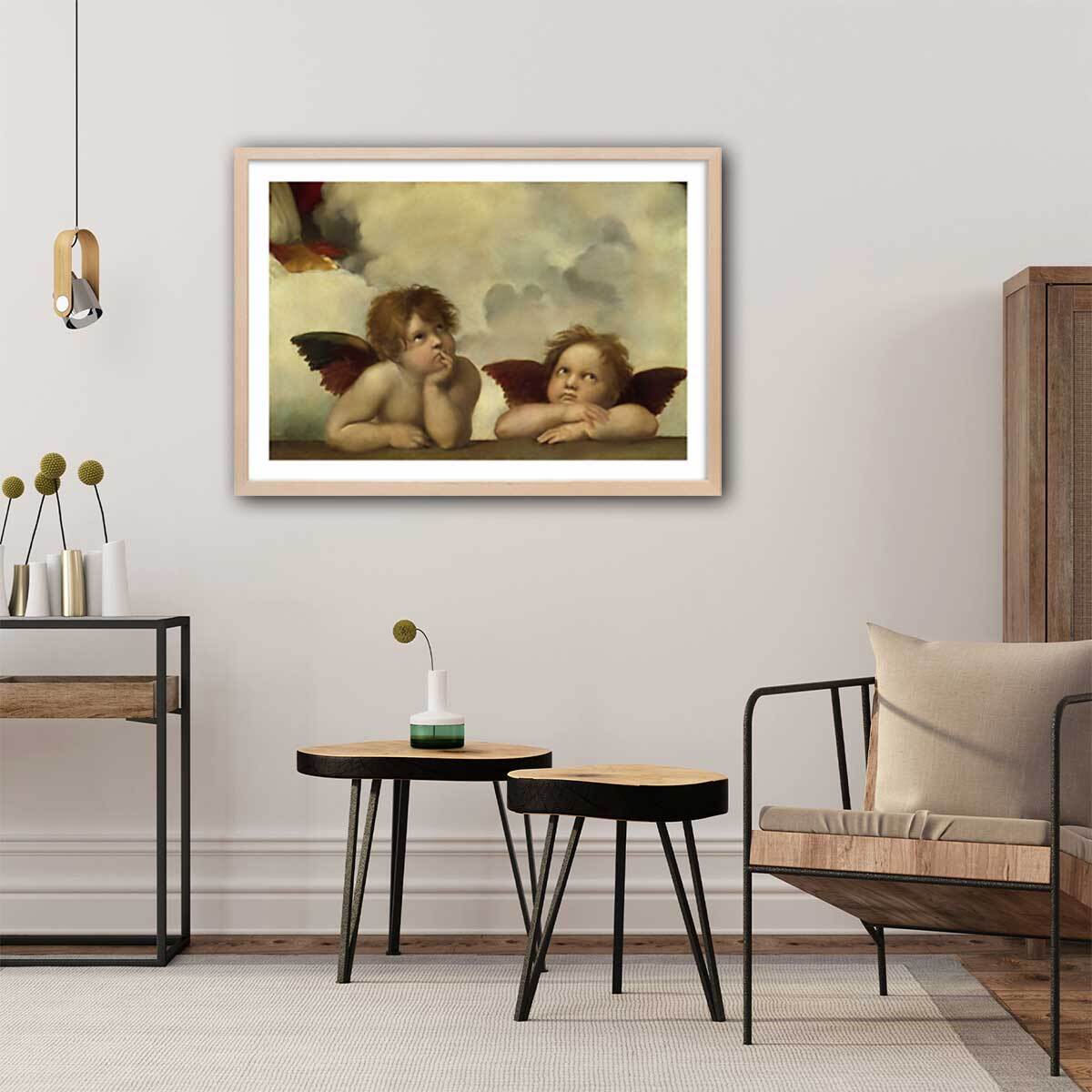 Poster Detail de la Chapelle Sixtine - Raphael Affiche + cadre en bois - Chêne