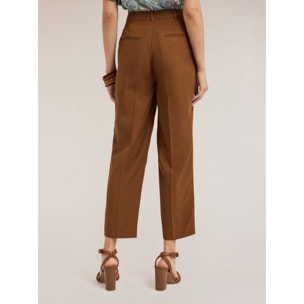 Motivi - Pantaloni regular misto lyocell - Marrone