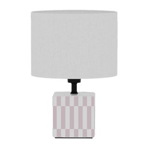 Petite Lampe à Poser Manet - Céramique rose et abat-jour en lin