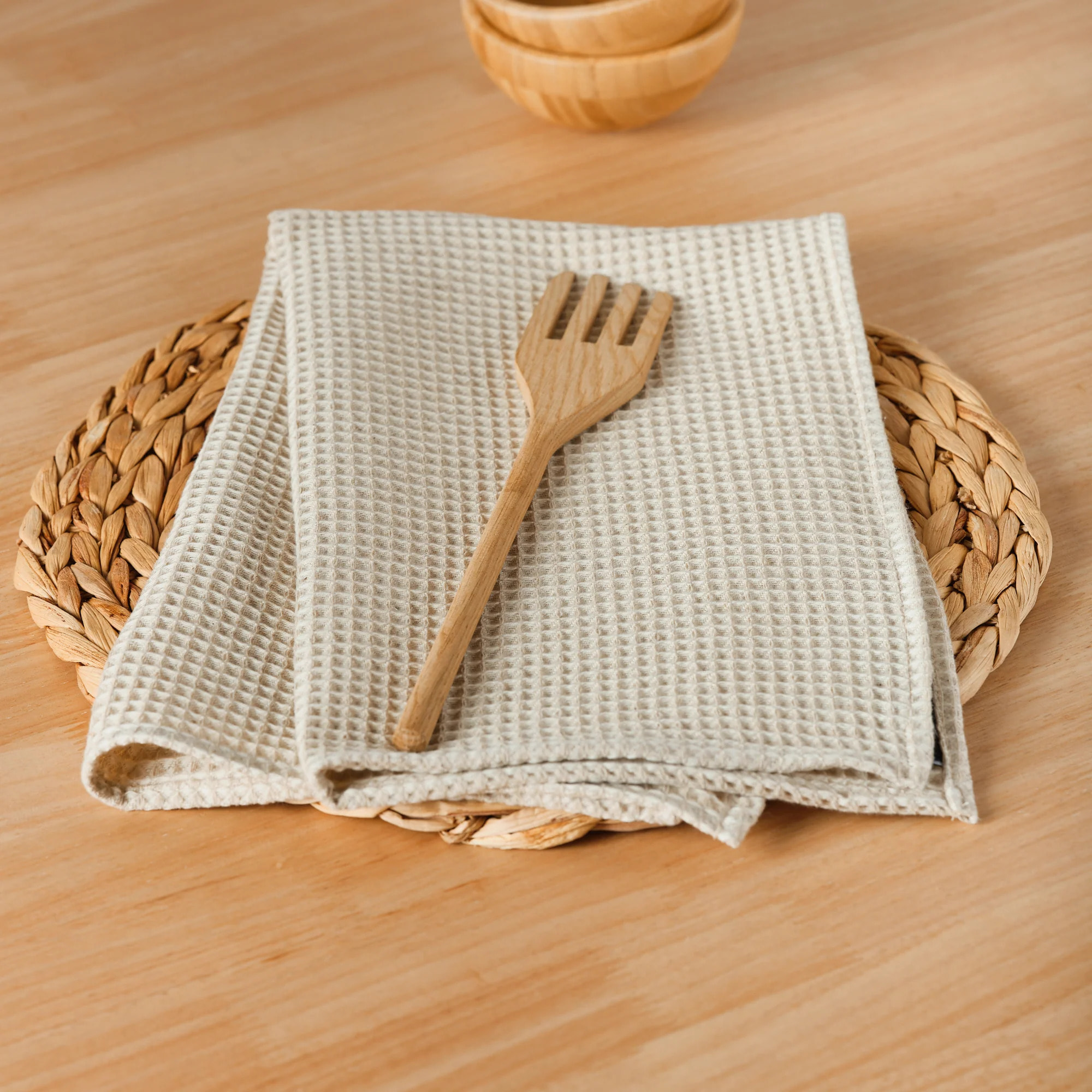Pack 2 serviette Waffle lin 45x45 cm