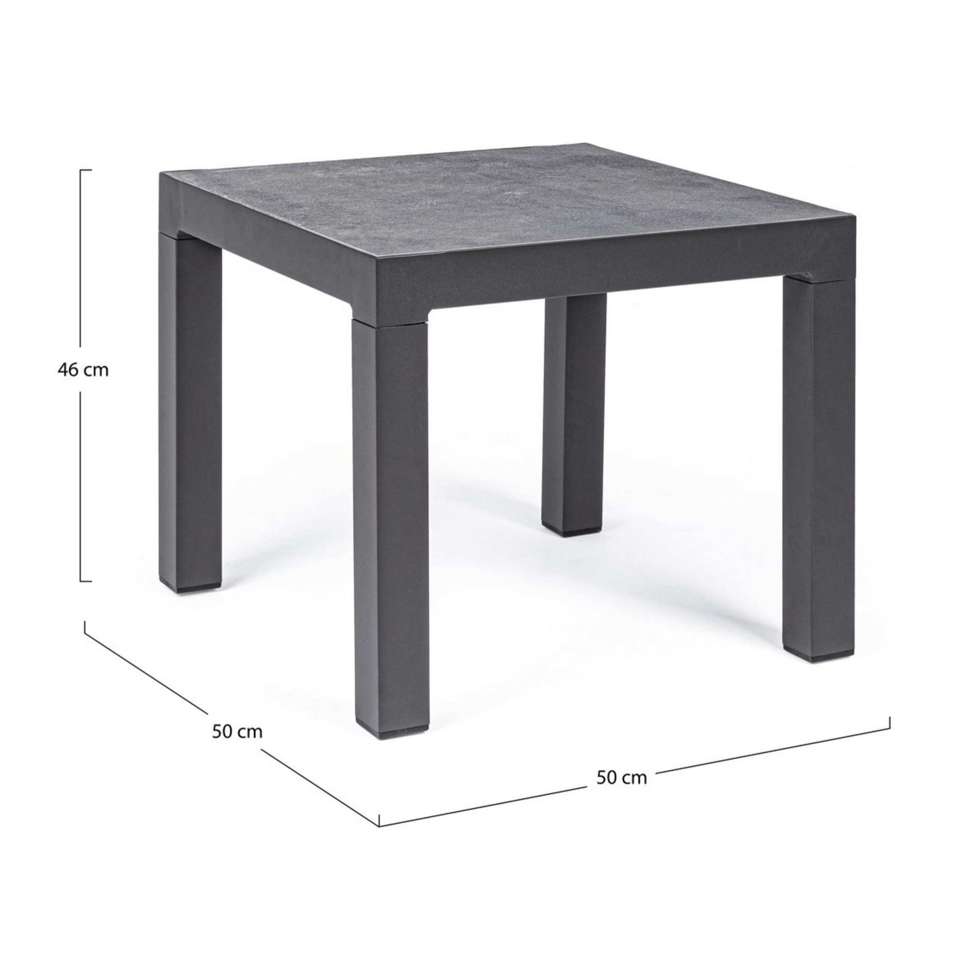 Tavolino da giardino OVIEDO con piano in ceramica e struttura in alluminio antracite, 50×50 cm