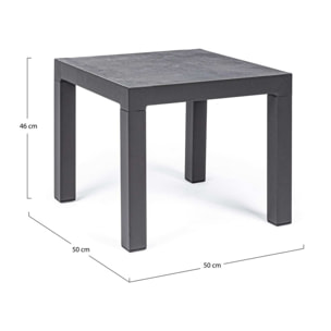 Tavolino da giardino OVIEDO con piano in ceramica e struttura in alluminio antracite, 50×50 cm