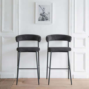 Lot de 2 tabourets de bar en tissu gris THEA
