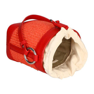 Borsa a secchiello da donna - Modello False - Misto pelle e tessuto - 16.0 x 13.0 x 10.0 cm
