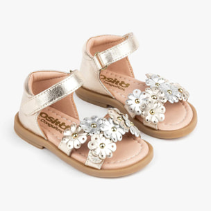 Sandalias De Bebé Estampado Margaritas En Oro