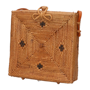 Borsa a tracolla da donna - Modello Lara - Rattan - 20.0 x 20.0 x 7.0 cm