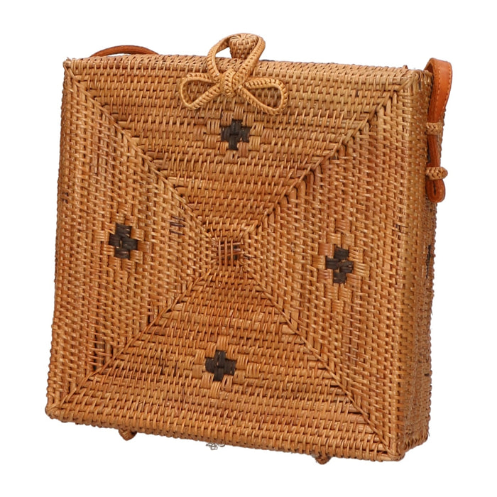 Borsa a tracolla da donna - Modello Lara - Rattan - 20.0 x 20.0 x 7.0 cm