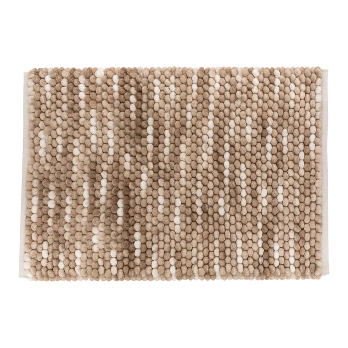 Tapis de bain boule en coton beige 75x50cm