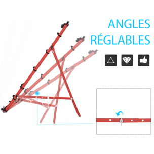 Filet de rebond pliable inclinaison réglable - piquets d'ancrage inclus - filet PE noir métal époxy rouge