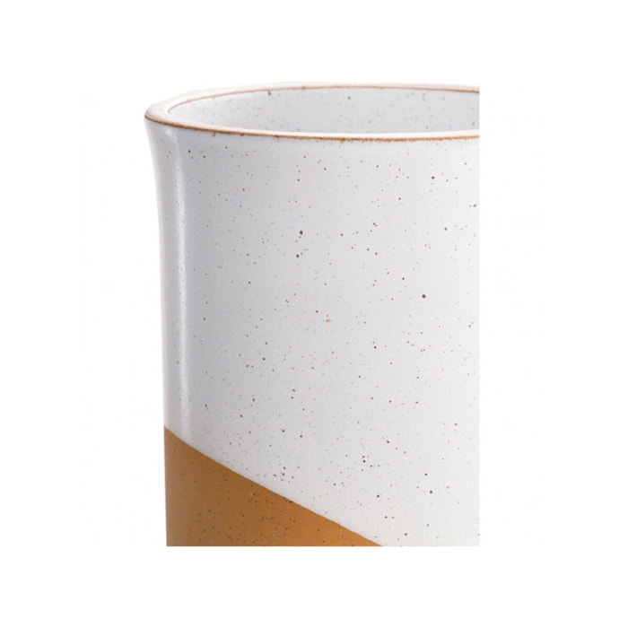 Vase bicolore en faïence blanc et marron H15cm - TUP 681
