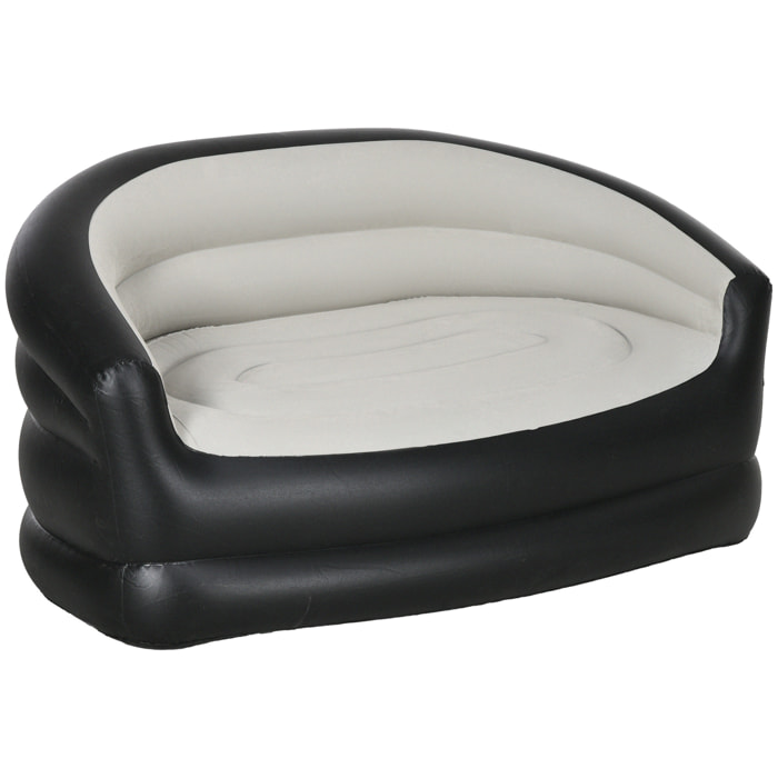 Canapé gonflable pour l'extérieur 2 places canapé d'air dim. 138L x 87l x 71H cm gris noir