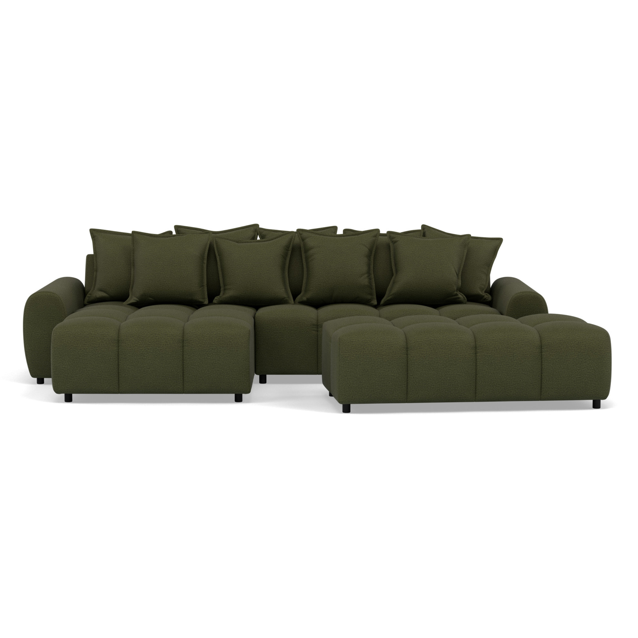 Adelaide - canapé d'angle réversible 4 places avec pouf d'appoint en tissu texturé - Vert