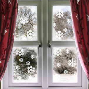 50 Stickers électrostatiques flocons - Autocollants adhésifs fenêtres noël - décoration fêtes