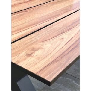 VANCOUVER - Table de jardin en aluminium anthracite et plateau HPL effet bois