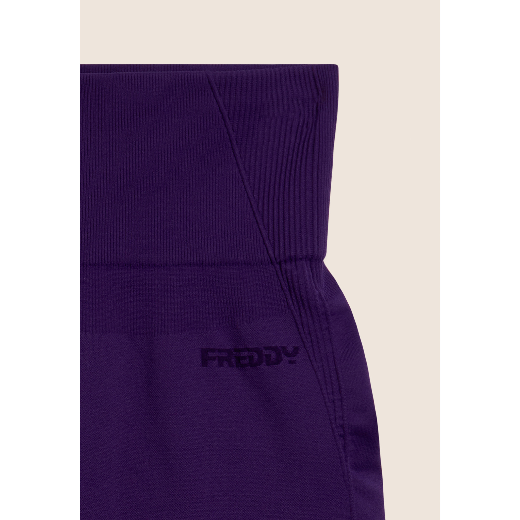 Leggings Corti Seamless con Vita Alta e Inserti in Costina