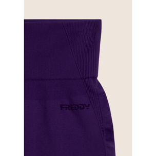 Leggings Corti Seamless con Vita Alta e Inserti in Costina