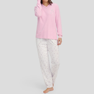 Pijama largo rosa