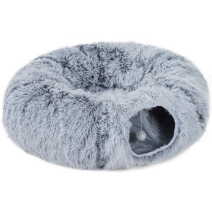 Panier tunnel chat 2 en 1 coussin amovible lavable jeu boule intégrés