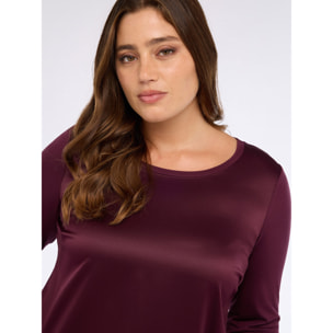 Fiorella Rubino - Camiseta bimatérica de manga larga - Burgundy