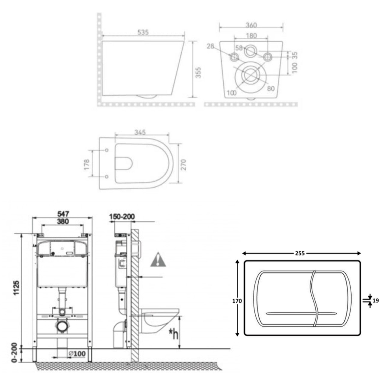 Active Pack WC bâti-support + WC suspendu sans bride avec abattant SoftClose + plaque blanche (ROACE14BMT01-IN)