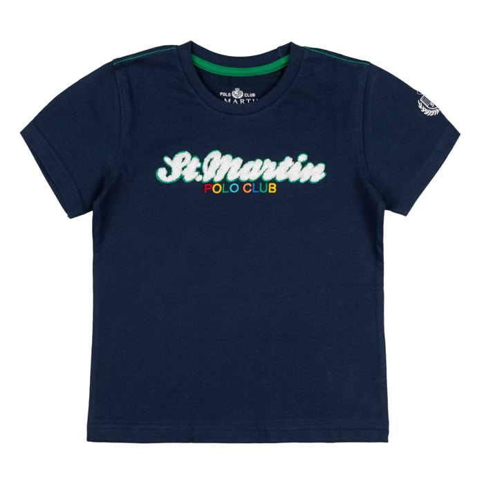 T-shirt jersey con ricamo punto spugna Polo Club St Martin Blu