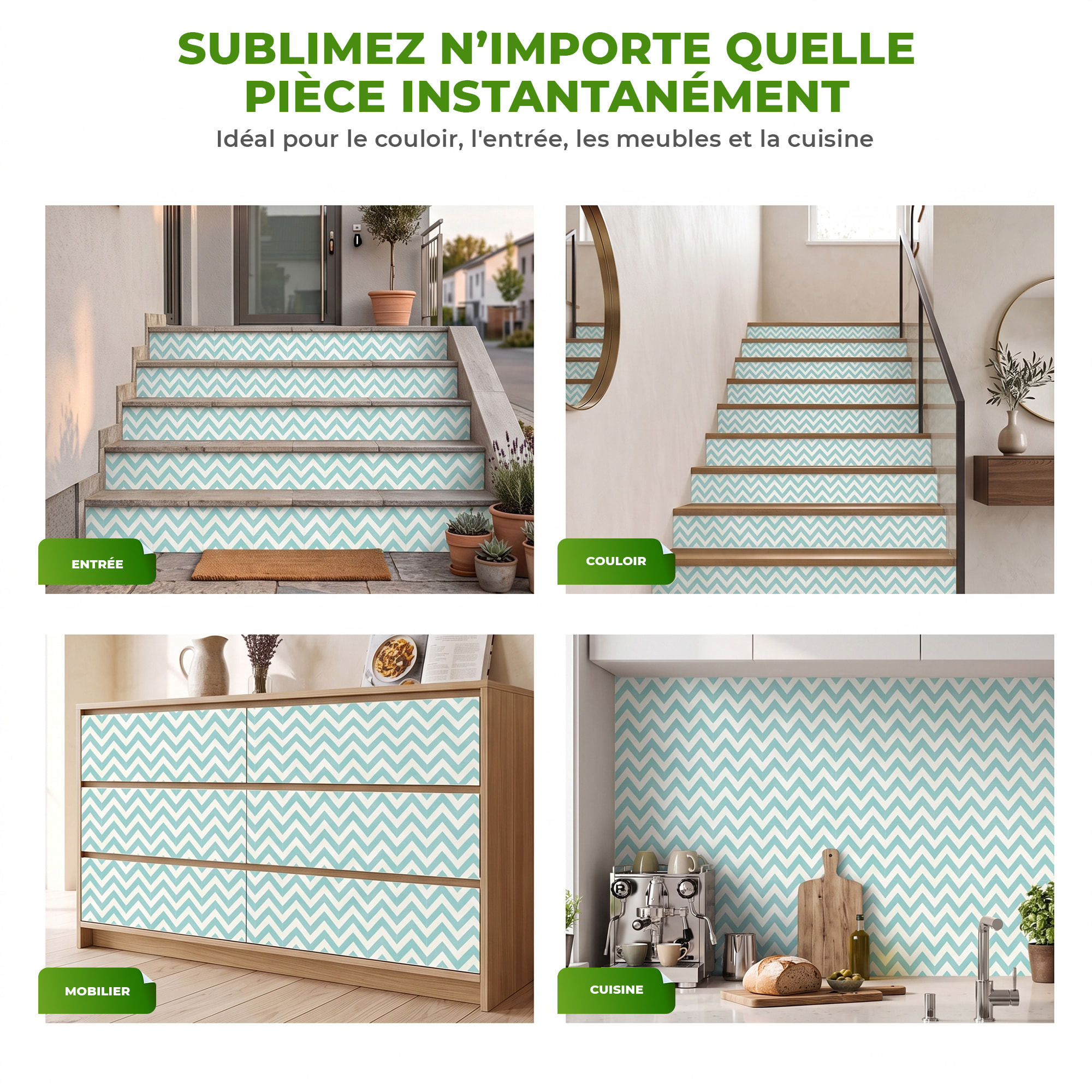 Stickers adhésifs escalier carrelages | Sticker Autocollant contremarche Carreaux de ciment carrelages adhésif - ADALBERT
