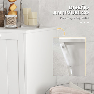 Armario de Baño con Cestos Ropa Sucia, Mueble Ropa Sucia con 2 Compartimentos, Ideal para Lavandería, Blanco, 66x33x68 cm