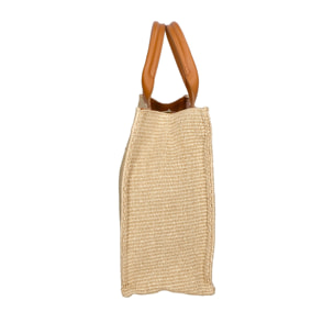 Borsa a mano da donna - Modello False - Misto pelle e tessuto - 31.0 x 41.5 x 15.5 cm