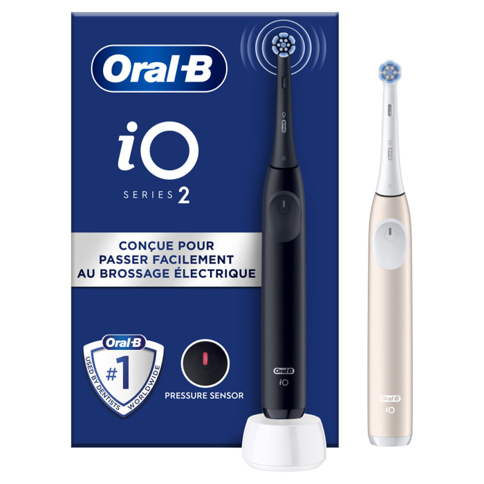 Oral-B iO2 Brosses À Dents Électriques, Noire et Rose Clair