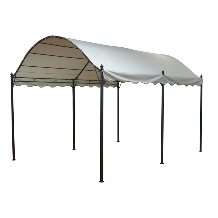 Gazebo parking rettangolare con 6 pali 400x300x275 cm - ECRU'