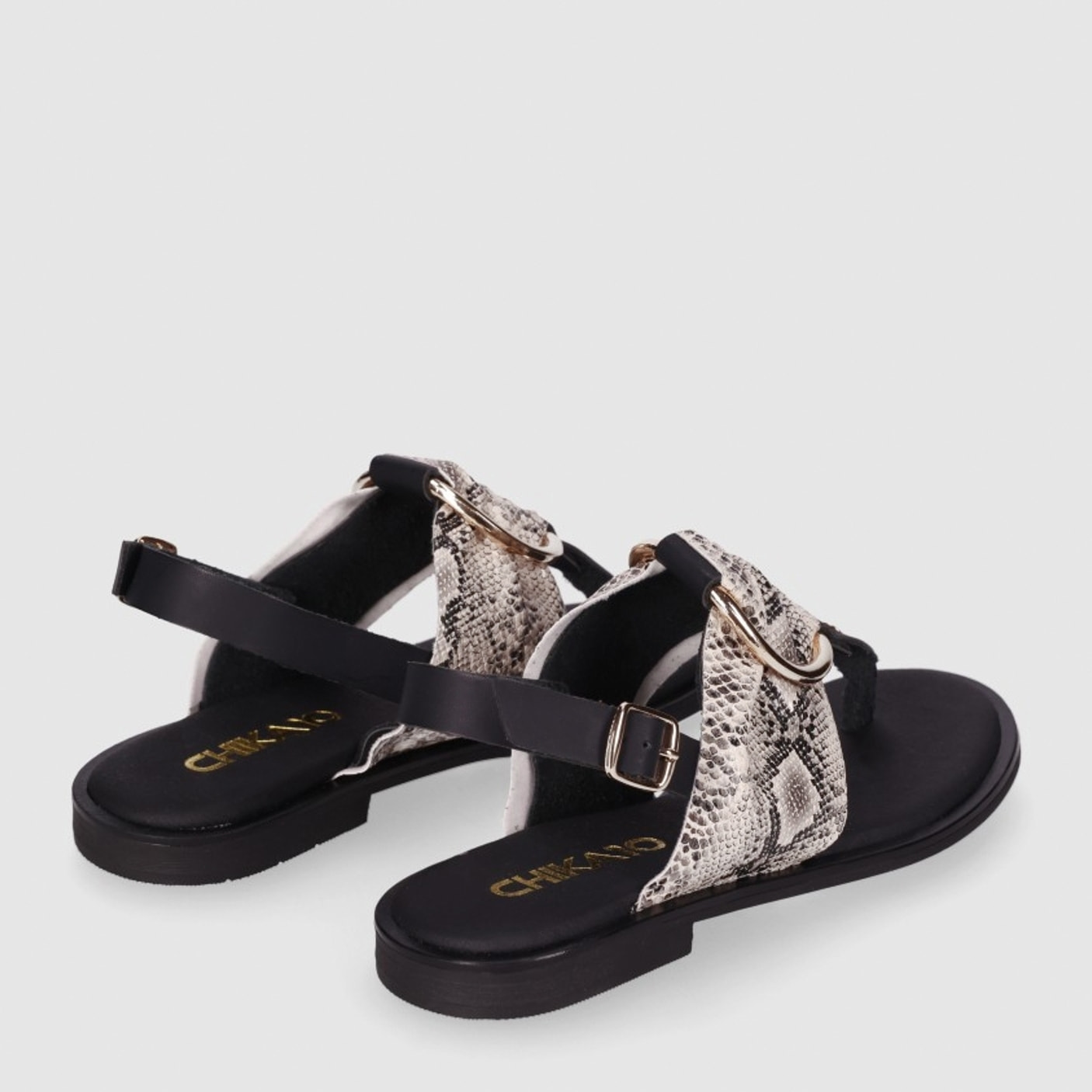 Sandalias de Piel - Serpiente - Tacón: 1 cm