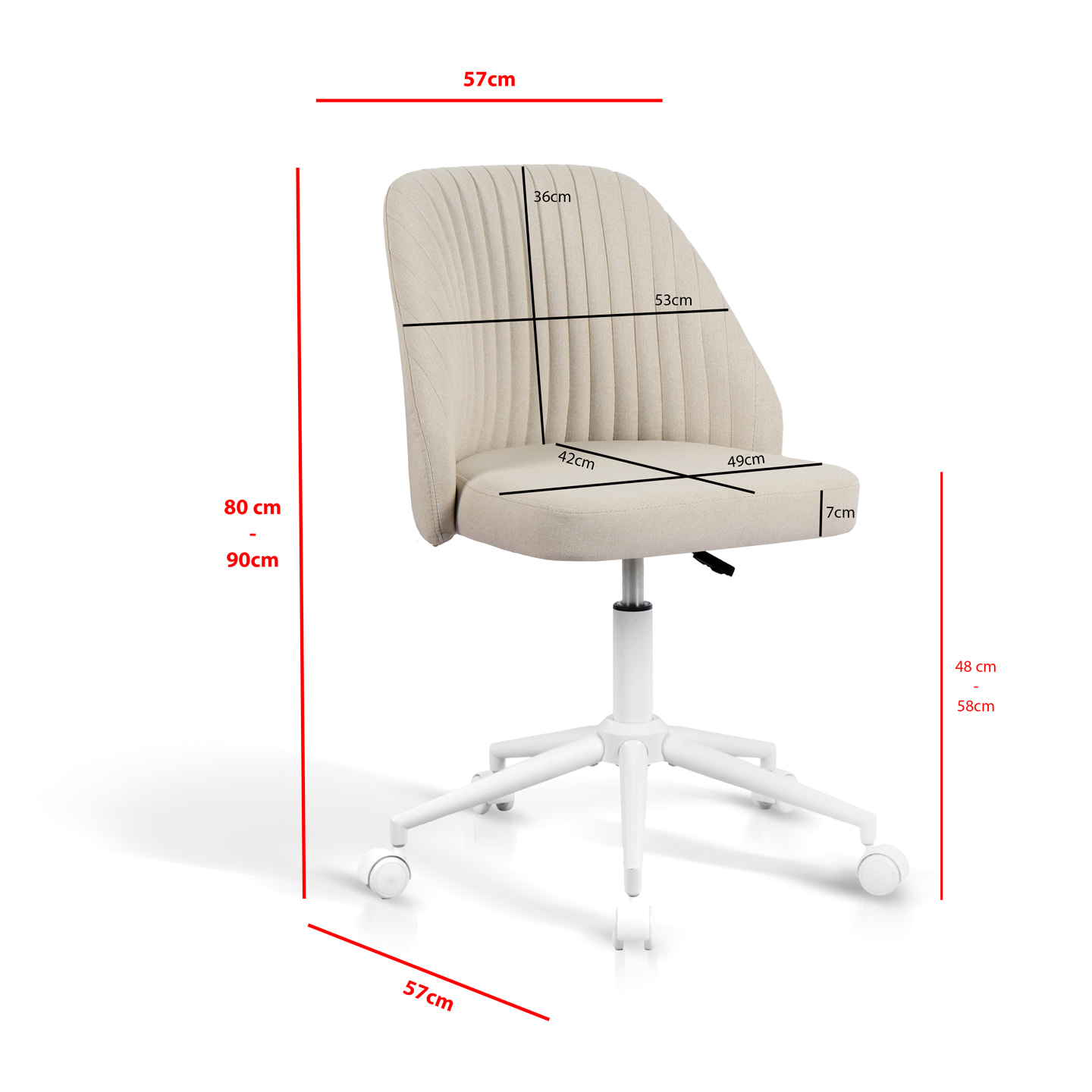 Silla de estudio Estela tela beige moteada 90x57x57 cm