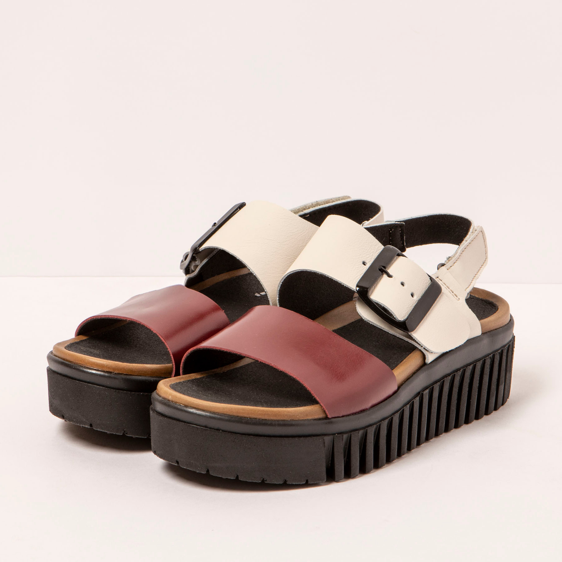 Sandalia de cuña 1578 MULTI CREAM-BURDEOS/BRIGHTON color Cream-burdeos