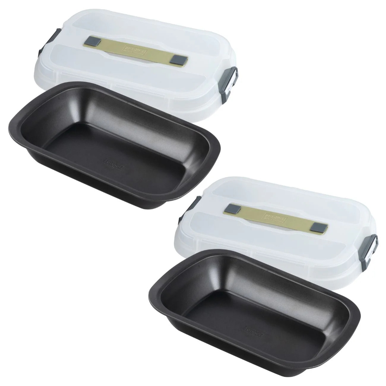Ensemble de 2 Moules à gâteaux rectangulaire avec couvercle de transport 34 x 24 cm Zenker Bake Click and Go