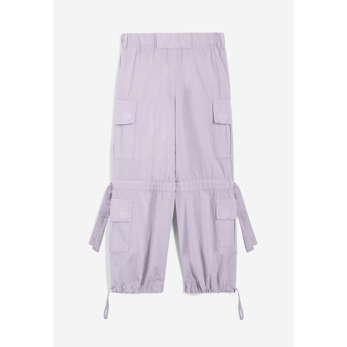 Cargo pants da bambina in popeline di cotone