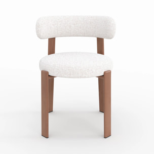 Lot de 2 chaises en tissu texturé greige, pieds en métal - Aura