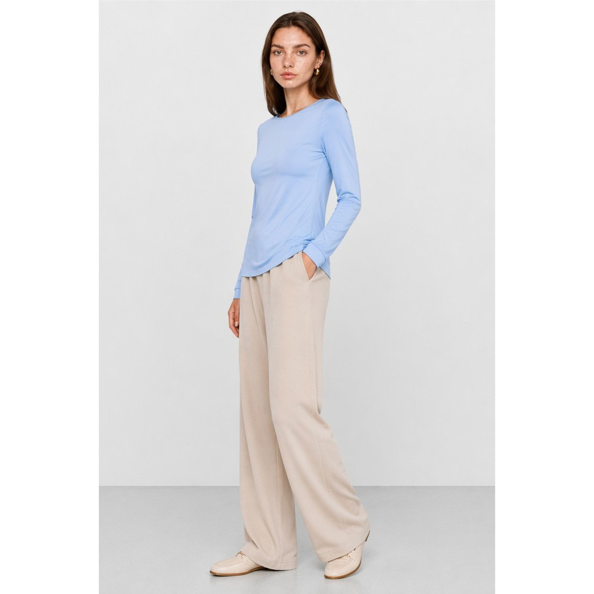 Kocca - T-shirt da donna girocollo elasticizzata a maniche lunghe Donna