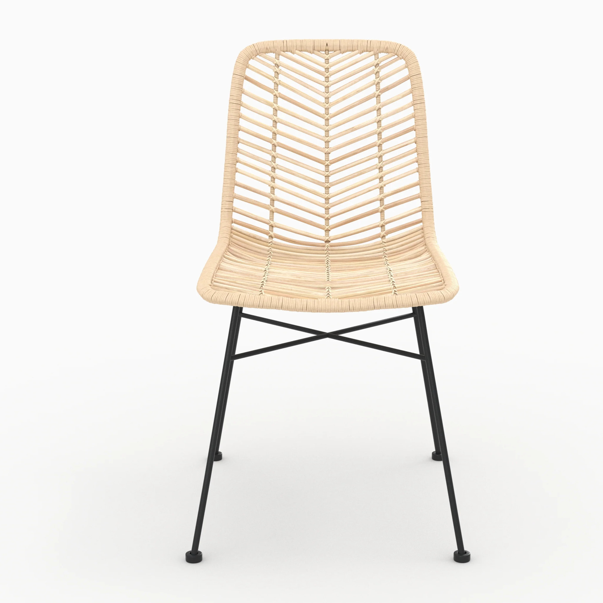 Lot de 2 chaises en rotin naturel et pieds en métal - Tamara