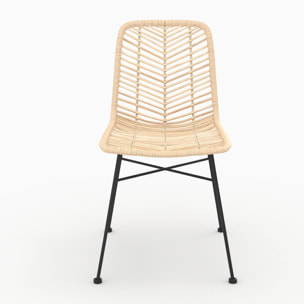 Lot de 2 chaises en rotin naturel et pieds en métal - Tamara