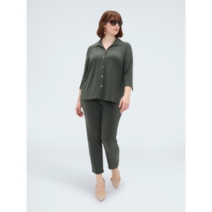 Fiorella Rubino - Camisa de jersey con cuello - Verde militare