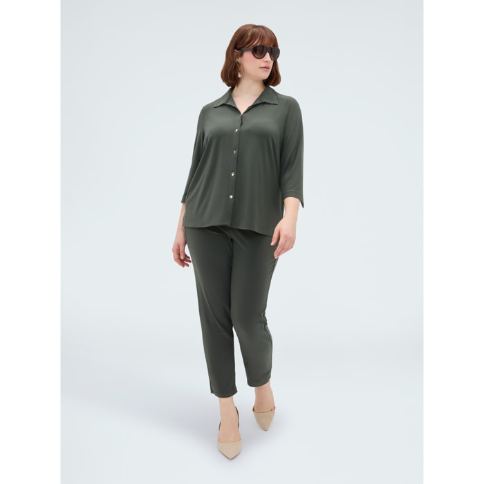Fiorella Rubino - Camisa de jersey con cuello - Verde militare